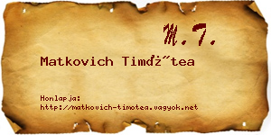 Matkovich Timótea névjegykártya